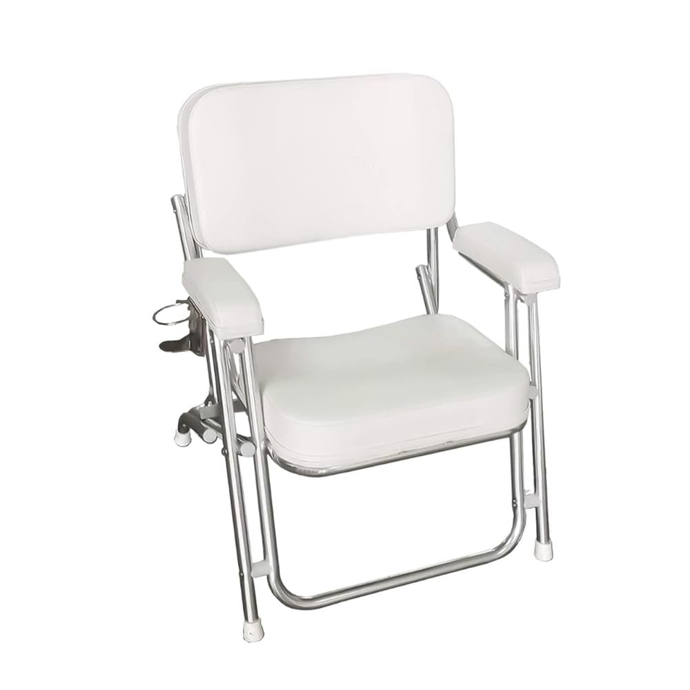 MARINE CITY Aluminum Portable Folding Boat Deck Chair, Cushioned & Comfortable with Foam Padding, Ideal for Marine, Boats, Yachts, and Ships (Stainless Steel)