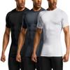 ATHLIO Men's Cool Dry Short Sleeve Compression Shirts, Sports Baselayer T-Shirts Tops, Athletic Workout Shirt, 3pack Tops Black/Charcoal/White, Large view 2
