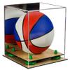 Better Display Cases Acrylic Mini - Miniature (not Full Size) Basketball Display Case with Mirror, Green Risers and Wood Base (A015-GRR) view 1
