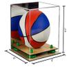 Better Display Cases Acrylic Mini - Miniature (not Full Size) Basketball Display Case with Mirror, Green Risers and Wood Base (A015-GRR) view 2