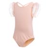 inlzdz Kids Girls Classic Basic Ballet Dance Leotard Gymnastic Active Unitard Ruffled Sleeves Cotton Dancewear Peach-Orange 3 view 3