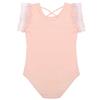 inlzdz Kids Girls Classic Basic Ballet Dance Leotard Gymnastic Active Unitard Ruffled Sleeves Cotton Dancewear Peach-Orange 3 view 4
