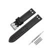 (20 mm, Smooth Black(Silver Buckle)) Leather Watch Band Strap Fits for Hamilton Khaki Field Aviation H70595593 view 1