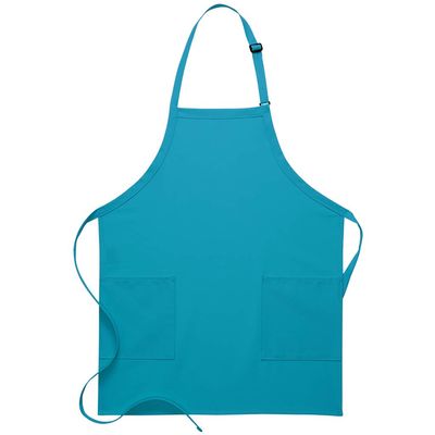 DayStar Apparel 230 Two Patch Pocket Bib Apron (6 Pack), Turquoise