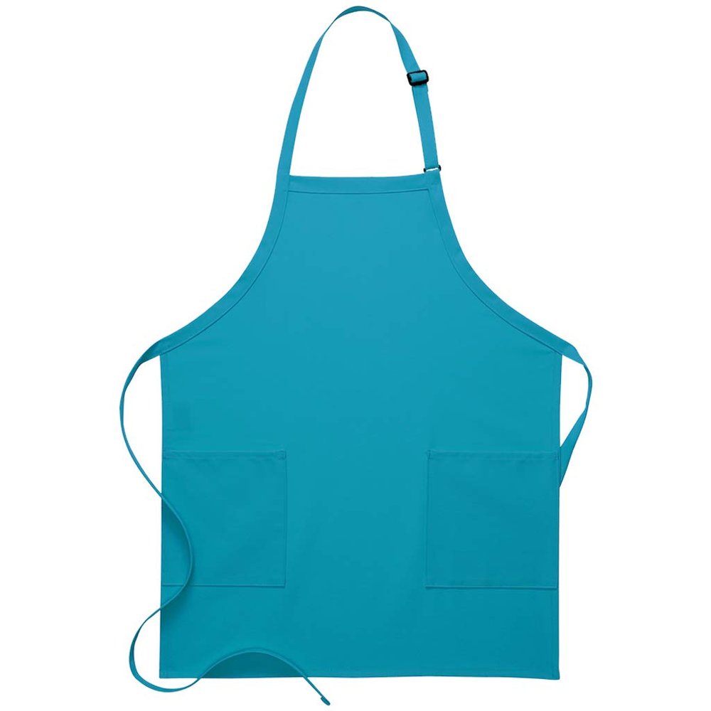 DayStar Apparel 230 Two Patch Pocket Bib Apron (6 Pack), Turquoise