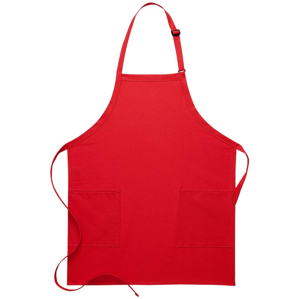 DayStar Apparel 230 Two Patch Pocket Bib Apron (6 Pack), Red