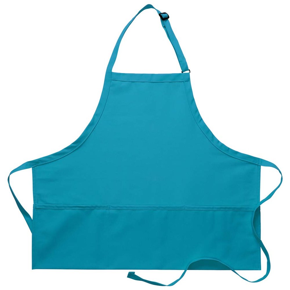 DayStar Apparel 200XL Extra Large Three Pocket Bib Apron (6 Pack), Turquoise