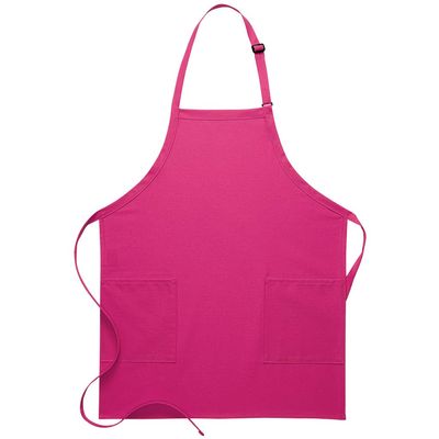 DayStar Apparel 230 Two Patch Pocket Bib Apron (6 Pack), Hot Pink