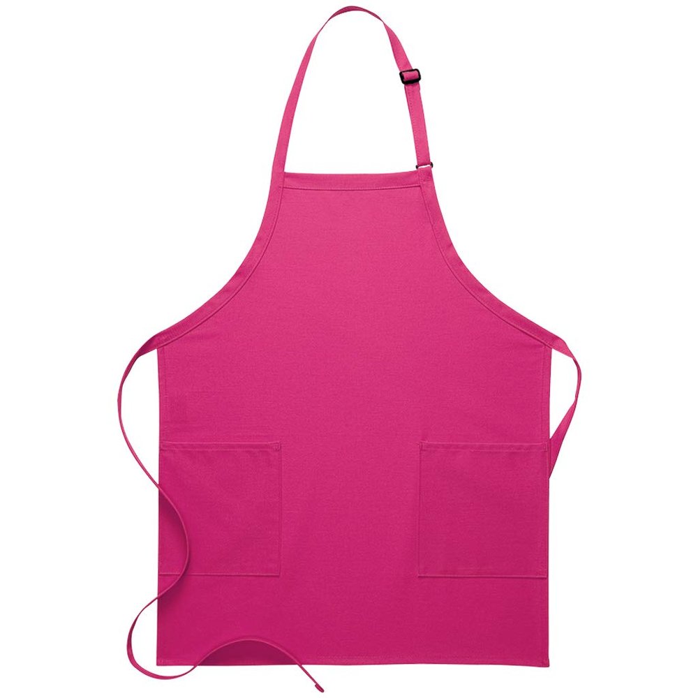 DayStar Apparel 230 Two Patch Pocket Bib Apron (6 Pack), Hot Pink