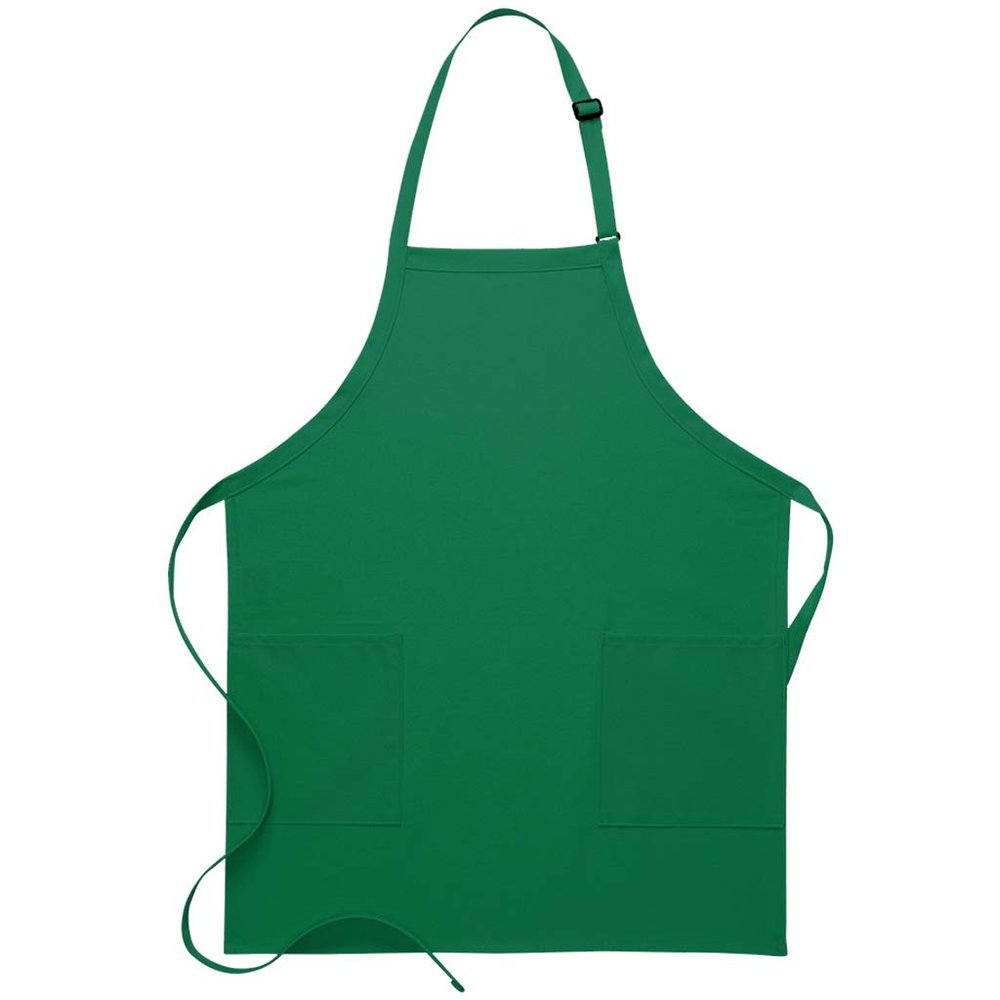 DayStar Apparel 230 Two Patch Pocket Bib Apron (6 Pack), Kelly