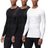 DEVOPS 3 Pack Men's UPF 50+ Long Sleeve Compression Shirts Quick Dry, Cool Gear for Garage Garden Gym Yard and Workouts (2X-Large, Black/Black/White) view 1