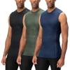 DEVOPS 3 Pack Men's Athletic Compression Shirts Sleeveless (Small, Black/Navy/Olive) view 1