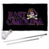 East Carolina Pirates Black Flag with Pole and Bracket Complete Set view 1