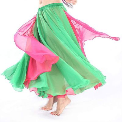 Belly Dance Dress with Big Swing Skirt Belly Dance Costume with Double Split Skirt Dress Belly Dance Skirt (08, One Size)