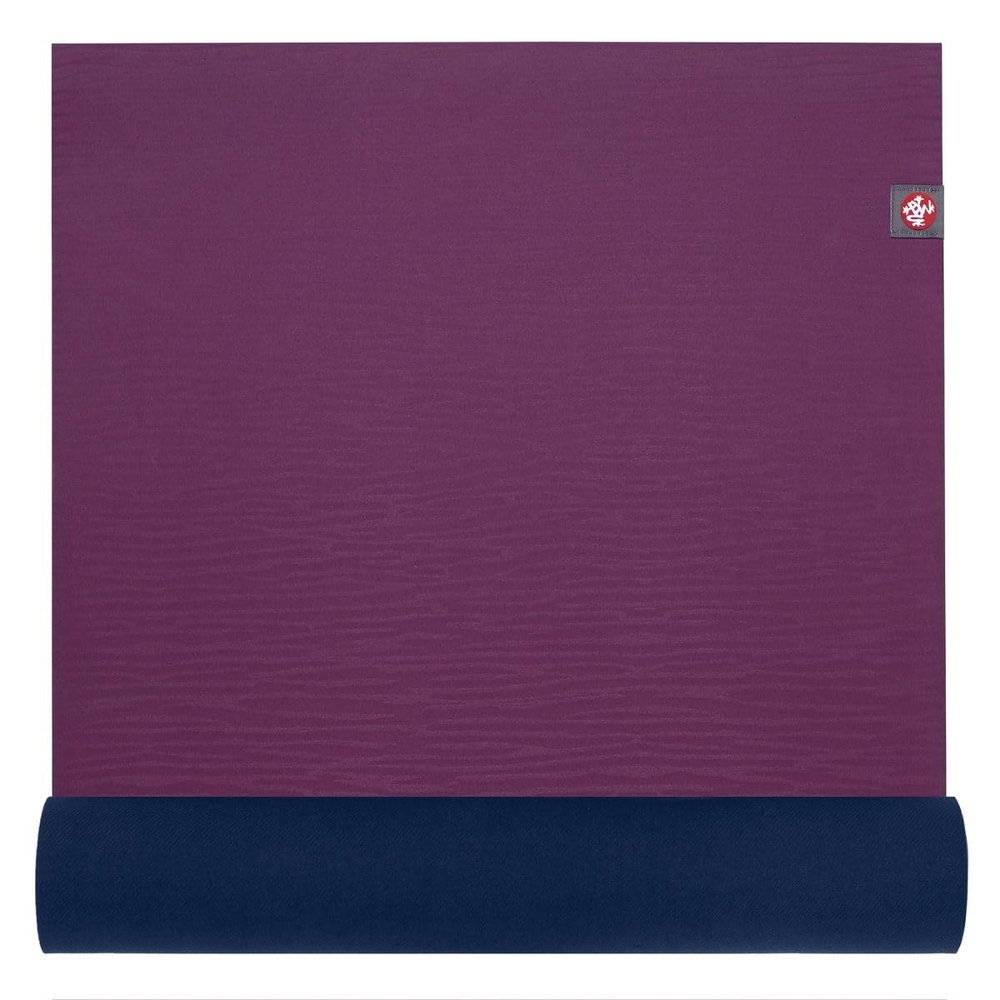 Manduka eKOLite Yoga Mat 71" - 4mm | Natural Rubber | Eco-Friendly | Soft Textured Surface | Natural Next-to-Skin Feel | 71 x 26 inches | Acai Purple/Midnight Blue