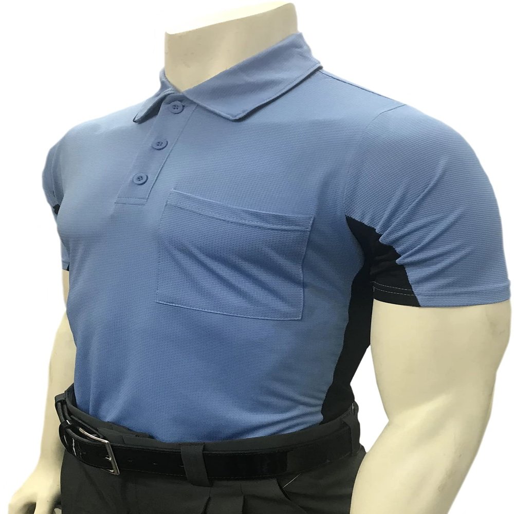 Smitty | BBS-314 | All | Major League Style | Body Flex Vented Umpire Short Sleeve Shirt | Baseball Softball | Elite Official's Choice! (Sky Blue Body w/Vented Black Pantel, Large)
