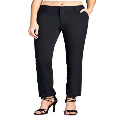 2LUV Women's Solid Casual Straight Leg Long Woven Pants Black M
