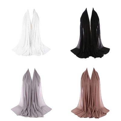 Cntqiang Muslim Shawls Bubble Chiffon Head Scarf Women Wrap Hijab Solid Color Long Shawl  (6#)
