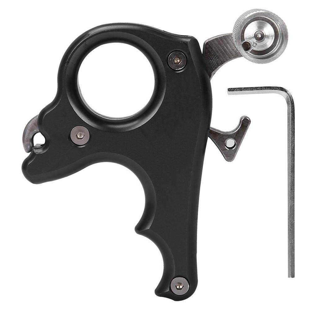 VGEBY1 Archery Thumb Trigger, 3 Finger Archery Release Aid Grip Archery Thumb Caliper Bows Shooting Tool Accessory(Black)