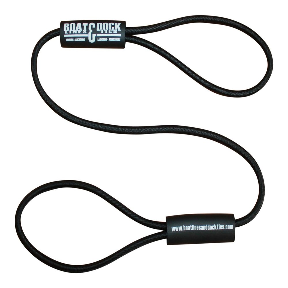 Boat Lines & Dock Ties Basic Bungee Boat Dock Ties with Floats (Black, 60" -1 Pack)