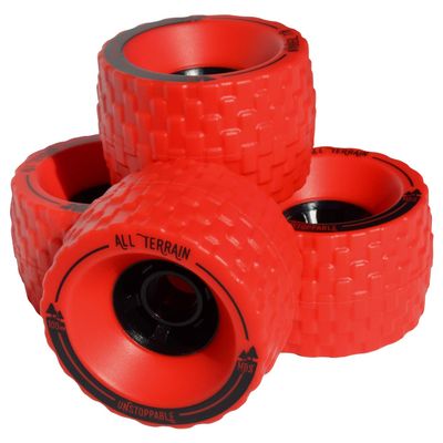 MBS All-Terrain Longboard Wheels (4) - Red, 100 mm