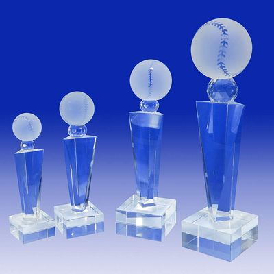 Crystal Baseball Softball Championship Sports Little League Trophy Personalized Custom Laser Etched Engraving Crystal Glass Championship Awards TH118-Bas (Clear, 7" H)