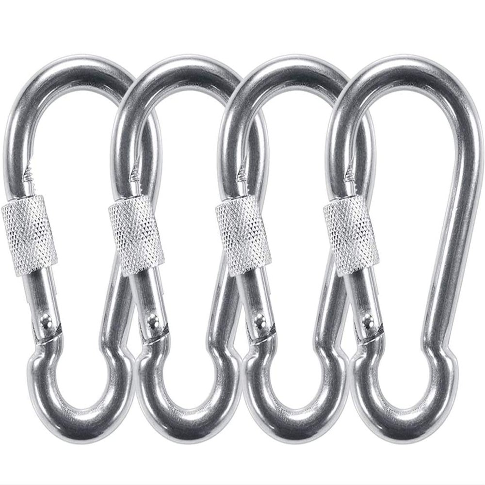 PROND Locking Carabiners, Heavy Duty Carabiner, 316 Stainless Steel Screw Lock Carabiner Hooks (4PCS - 316 Stainless Steel)