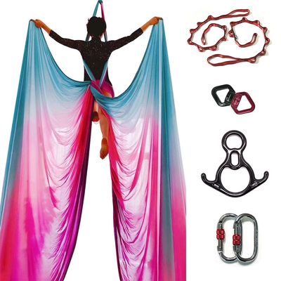 DASKING Aerial Silks Kit for Beginners & Pros - 10Yd Durable Fabric, Pro Safety Hardware & Easy Setup Guide - Yoga Hammock, Swing, Silk Rigging Kit (Multicolor-G)