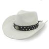 SSLA Women Men Straw Western Cowboy Hat for Gentleman Sombrero Caps WITT Fashion Belt (Color : White, Size : 56-58cm) view 1