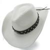 SSLA Women Men Straw Western Cowboy Hat for Gentleman Sombrero Caps WITT Fashion Belt (Color : White, Size : 56-58cm) view 2
