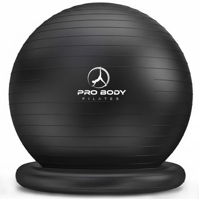ProBody Pilates Yoga Ball Chair, Exercise Ball Chair with Base or Stand for Home Office Desk Sitting or Workout, Balance Ball & Stability Ball Seat for Back, abs (Black, 23-26 inches/58-65 cm)
