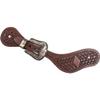 Cashel Company Antique Diamond Tooled Spur Straps with Scroll Flower Buckles Chestnut view 1