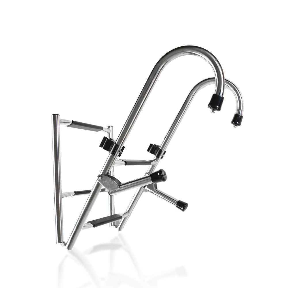 MARINE CITY Stainless Steel Anti-Slip 2 Step Folding Telescoping Dock Ladder - Ideal for Marines, Boats, Yachts, Swimming Pools