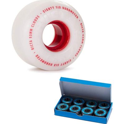 Ricta Clouds Skateboard Wheels, Red, 53mm, 86a with CCS ABEC 7 Bearings