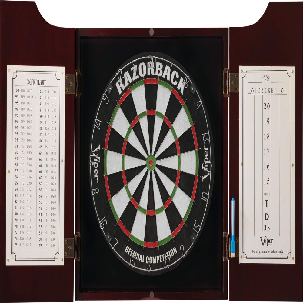 Viper Razorback Sisal Dartboard & Metropolitan Mahogany Cabinet