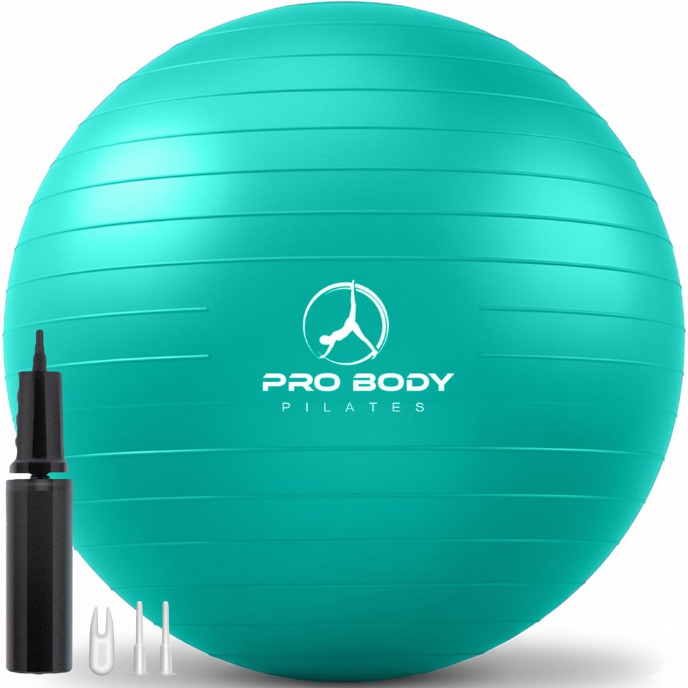 ProBody Pilates Exercise Ball - Multiple Sizes Gym Grade Balance Ball for Fitness, Workout, Pregnancy & Physical Therapy, Stability Yoga Ball Chair (Aqua, 75 cm)