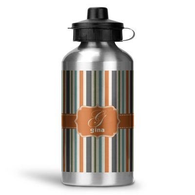 Personalized Orange & Blue Stripes Water Bottle - Aluminum - 20 oz