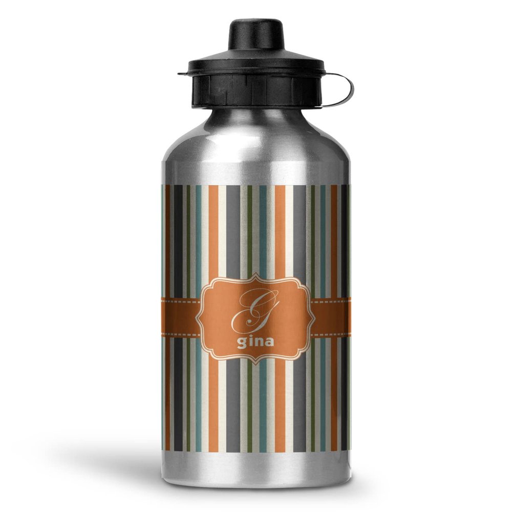 Personalized Orange & Blue Stripes Water Bottle - Aluminum - 20 oz