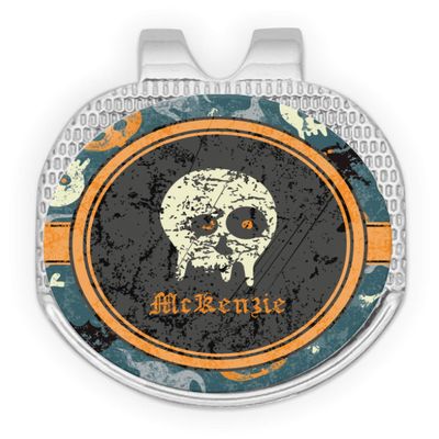 YouCustomizeIt Personalized Vintage/Grunge Halloween Golf Ball Marker - Hat Clip - Silver