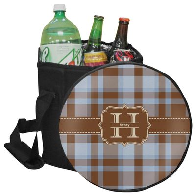 YouCustomizeIt Personalized Two Color Plaid Collapsible Cooler & Seat