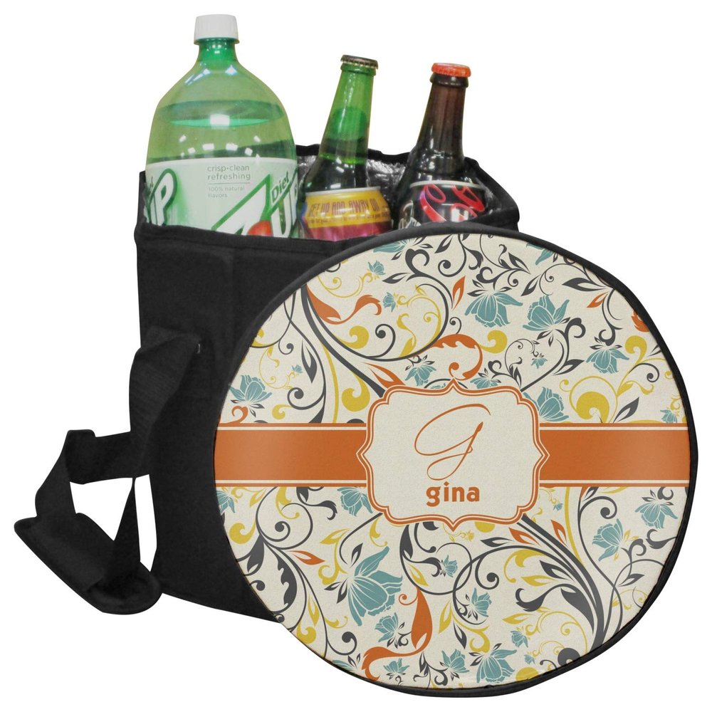 YouCustomizeIt Personalized Swirly Floral Collapsible Cooler & Seat