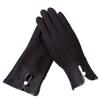 Fashion Elegant Womens Touch Screen Gloves Winter Ladies Lace Warm Cashmere Bow Full Finger Mittens Wrist Guantes Gift F Black view 1