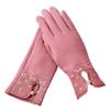 Fashion Elegant Womens Touch Screen Gloves Winter Ladies Lace Warm Cashmere Bow Full Finger Mittens Wrist Guantes Gift F Pink view 1