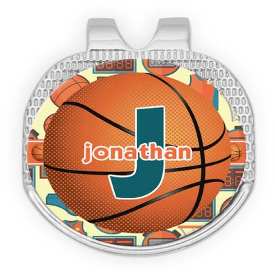 YouCustomizeIt Personalized Basketball Golf Ball Marker - Hat Clip - Silver