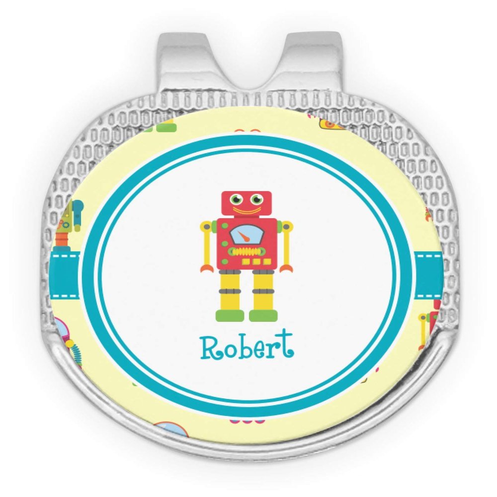 YouCustomizeIt Personalized Robot Golf Ball Marker - Hat Clip - Silver