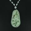 2.1" China Certified Grade A Nature Hisui Jadeite Jade Lucky Magpie and Flower Necklace Pendants view 2