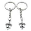 100 PCS Antique Silver Keyrings Keychains Key Ring Chains Tags Clasps AA461 Fleur De Lis Iris Lily view 1