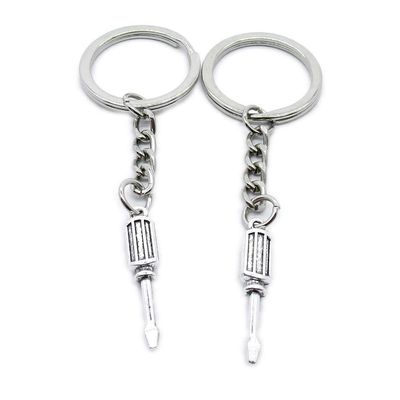5 PCS Antique Silver Keyrings Keychains Key Ring Chains Tags Clasps AA462 Screwdriver