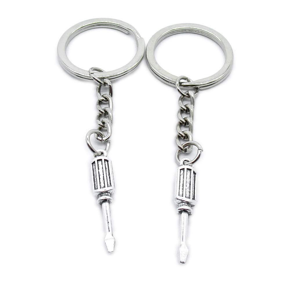 5 PCS Antique Silver Keyrings Keychains Key Ring Chains Tags Clasps AA462 Screwdriver