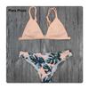 2019 Sexy Set Swimwear White Women Swimsuit Bathing Suit Cami Palm Leaf Print Biquini Swim Suit De Bain Pink S view 1